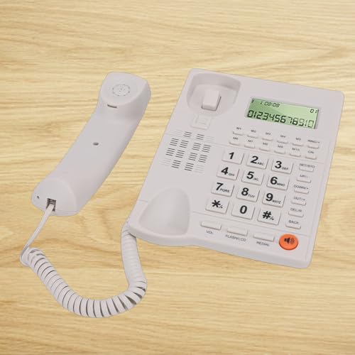 Teléfono fijo con cable y identificación de llamadas blanco miniatura 6