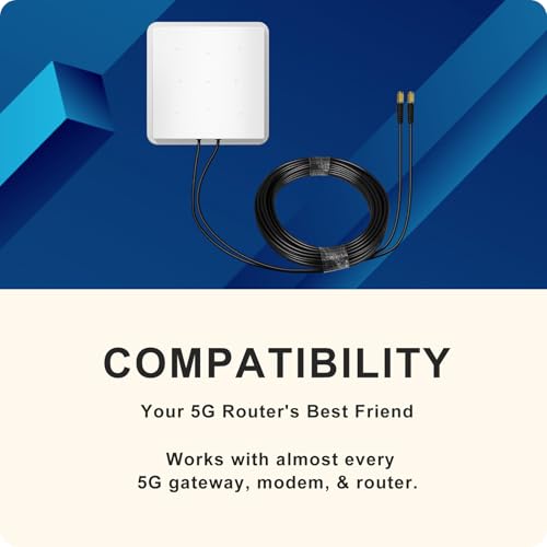 5G Antenna Outdoor 4G LTE Antenna Dual Band 14DBi WiFi Antenna 698-2700 | 3300-3800 MHz Signal Directional Antenna MIMO Router External Antenna SMA / TS9 Antenna, 2 x 10M Cable - Image 3