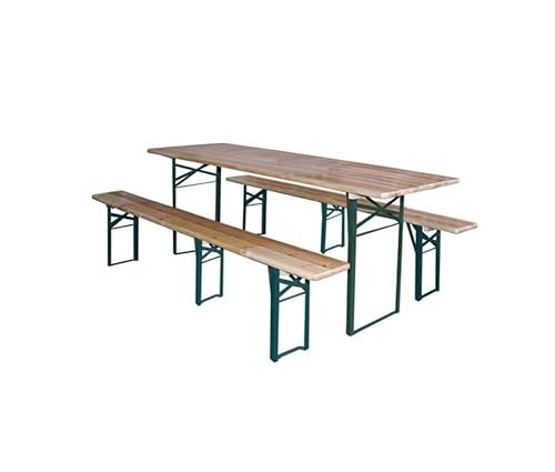 GrecoShop Set Birreria con Tavolo e Panche Pieghevoli in Legno