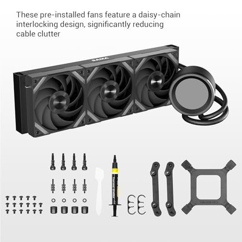 SAMA Q60 Disipador de CPU AIO de 360 ​​mm con pantalla LCD de 2,8", extraíble magnéticamente,ventiladores modulares XT120, aspas LCP, soportes adicionales, 115X, 2011, 1200, 1700, 1851, AM4, AM5 negro - imagen 7