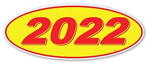 Image of Oval Model Year Window Stickers (Red Numbers on Yellow) (12 per Pack) (2022)