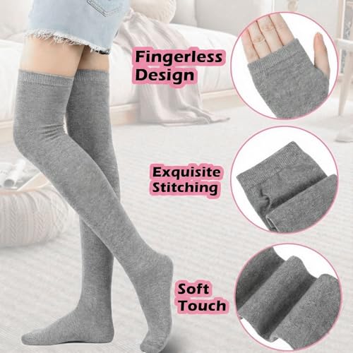 Image of Black and White Striped Arm Leg Warmers Sleeves Set Rainbow Socks Knee High Fingerless Gloves Hand Thigh Warm