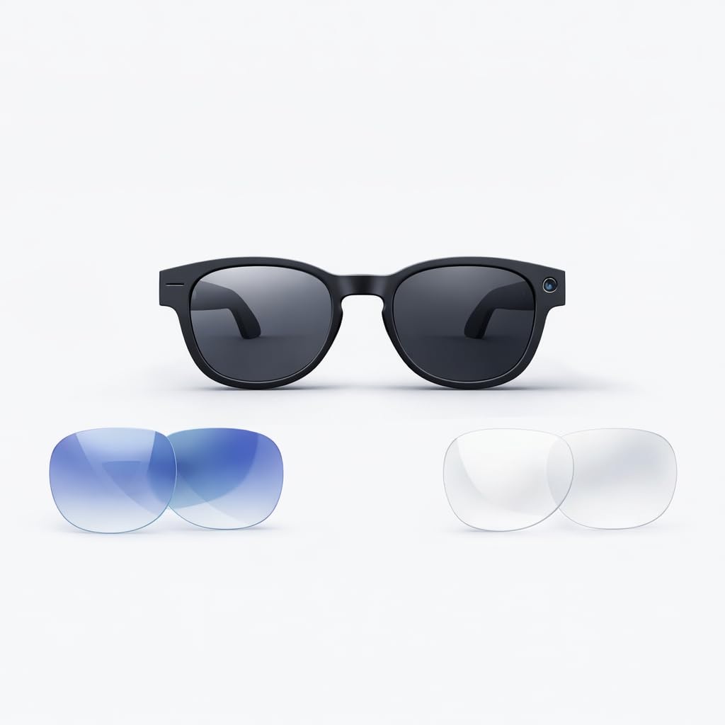 JK Vision AI Smart Glasses with Interchangeable Lenses, Bluetooth Audio Sunglasses, UV Protection Eyewear, Music Playback, Lightweight Smart Eyeglasses for Outdoor & Daily Use-image-33