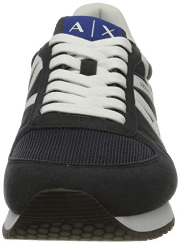 Armani Exchange A|X Mens Lace Up Logo Sneaker, Navy + Optical White, 13 US2