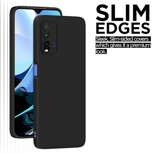 Image of Outlouders Back Cover for Redmi 9 Power /Poco M3 | Camera Protection | Durable Soft Matte Silicone Bumper Case (Black)
