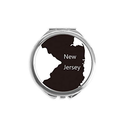 Miroir rond maquillage de poche motif silhouette New Jersey 6,6x6 cm