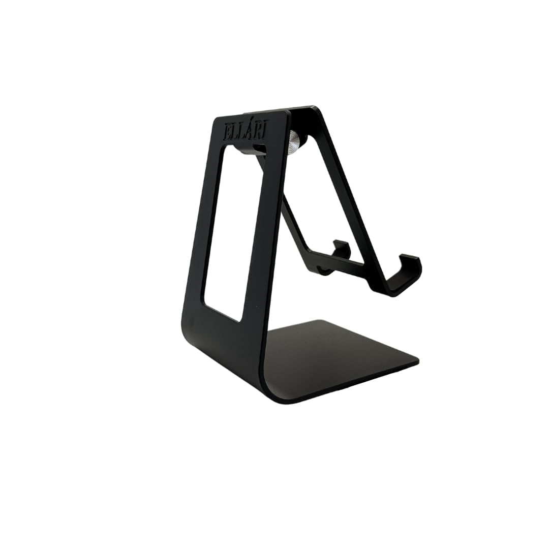Soporte de teléfono negro para escritorio de oficina, ángulo ajustable, de metal, compatible con Loopycases, Popsockets, todos los soportes, Kindle, tabletas pequeñas, iPhone, Samsung, LG