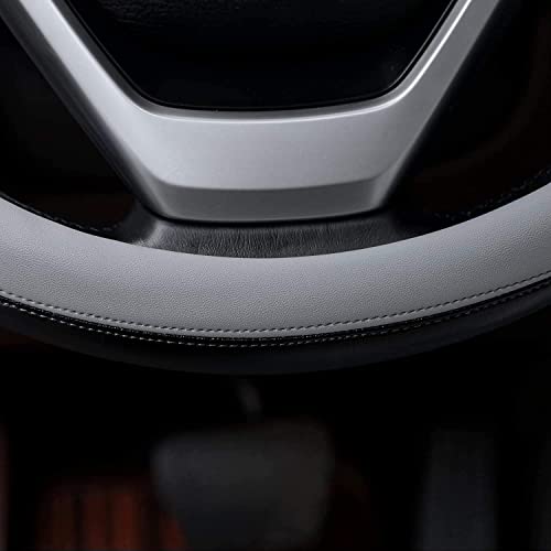 Image of Valleycomfy Microfiber Leather Steering Wheel Covers Universal 15 inch (Gray)