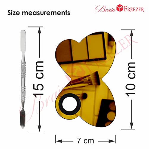 Image of Brain Freezer Shiny Makeup Palette With Stainless Steel Butterfly Shape Spatula, Golden 100 g