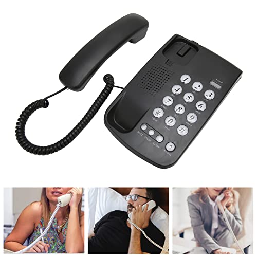 Téléphone fixe de bureau avec identification de l'appelant et rappel automatique - Noir