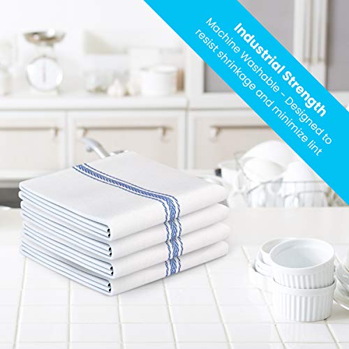 Zeppoli Classic Kitchen Towels 15-Pack - 100% Natural Cotton Dish Towels - Reusable Cleaning Cloths - Super Absorbent - Machine Washable Hand Towels - 14” x 25”
