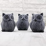 STEINFIGUREN SPICKER Steinfigur Eule 3er Set 234/1, 235/1, 236/1, Gartenfigur Steinguss Tierfigur Basaltgrau