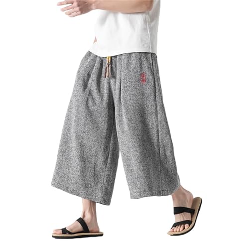 Kimono traditionnel japonais et pantalon large été en lin