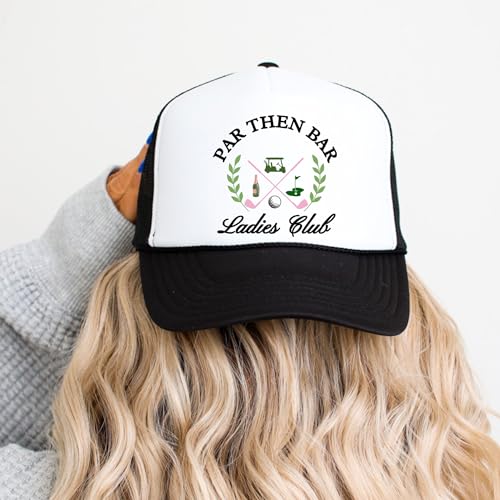 Image of Par Then Bar Ladies Club Funny Golfer Women's Classic 5 Panel Mesh Snap Back Trucker Hat