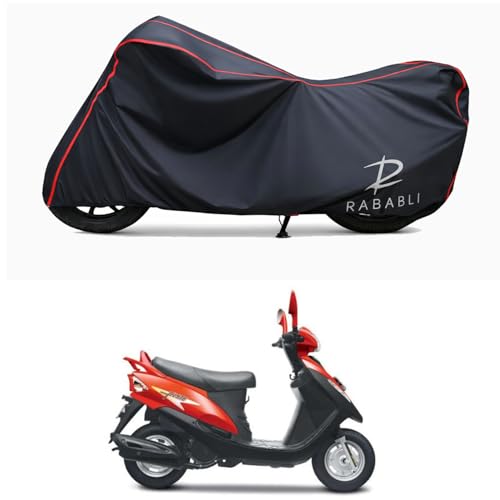 Image of Waterproof Bike Body Cover Compatible for | Mahindra SYM Flyte | Taffeta Fabric, Red Piping Design, Bottom Elastic Fit | Dustproof, Sun UV & Rain Protection for All Bikes