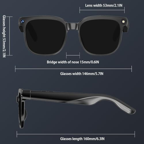 Image of AI Smart Glasses with Camera and Audio, 8MP HD Camera Glasses for Men Women,1080P Video Recording Sunglasses,Real Time Translation,Voice Assistant, Open-Ear Audio for Travel, Meetings & Vlogging 89787