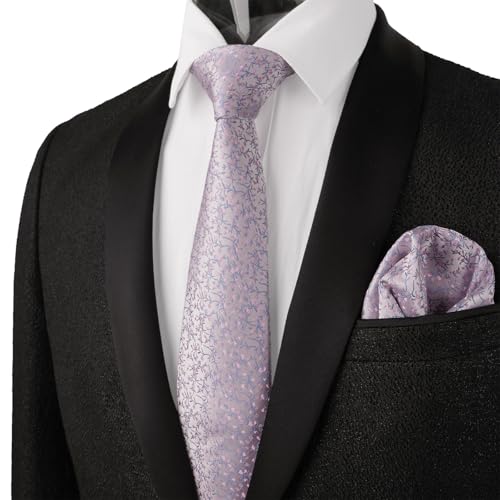 Image of Alizeal Mens 3.15'' Light Color Rustic Tie Handkerchief | with Flower Printed Handkerchief for Wedding Business Daily Wear