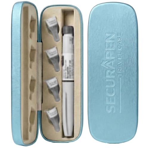 SECURAPEN Injection Pen Travel Case Compatible with Mounjaro Monjaro Travel Case with Steel Protect Hardshell Storage with Needle Slots for Holidays & Travel for Weight Loss Pens. Slim (Baby Blue)