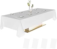 Vista 15 de Urby Manteles de plástico desechables blancos para mesas rectangulares de 8 pies, ideal para servir como picnic, fiesta, exterior o comedor, mantel