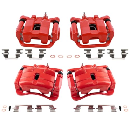 Image of TRQ Performance Front and Rear Brake Caliper Set Coated Brackets Compatible with 2008-2013 Nissan Rogue 2014-2015 Rogue Select