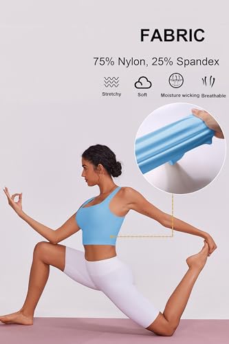 Image of PINSPARK Sports Bra for Women Square Neck Longline Tank Top with Built in Bra