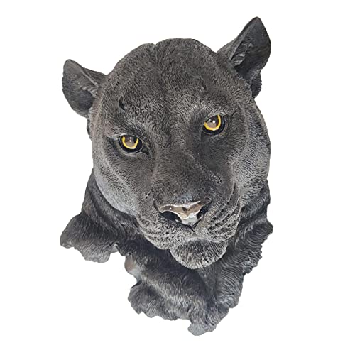 Perfk Animal Head Statue Wall Mount Sculpture Art Crafts for Home, Black Panther, 20x23cm 20x22.5cm