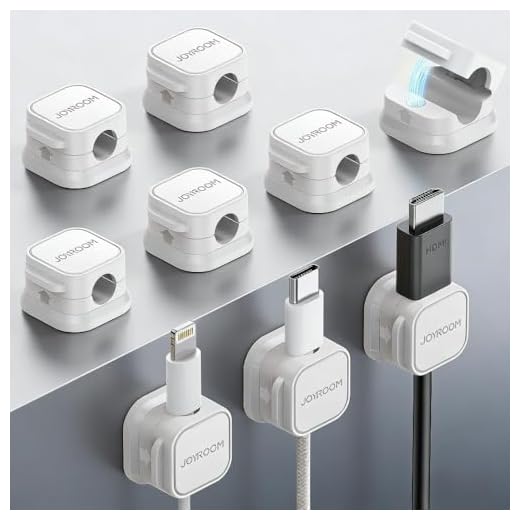 6PCS White Magnetic Cable Clips Tools - Smooth Adjustable Cord Holder with Adhesive, Under Desk Wire Organizer for Home Office Desk Car Wall Nightstand