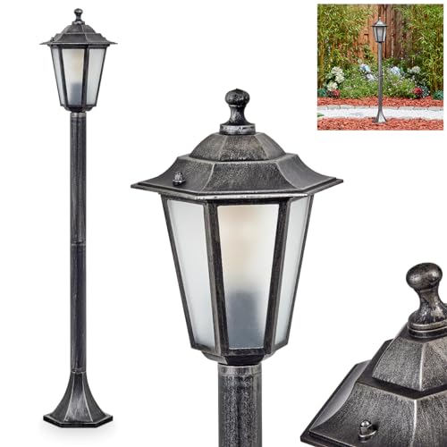 Loria - Lámpara de camino para exteriores (metal/cristal, cristal esmerilado, cristales intercambiables, 99 cm de altura, IP44, 1 bombilla E27, sin bombilla)