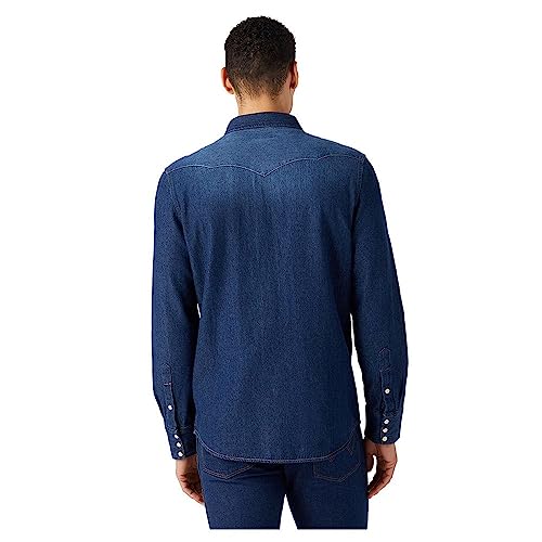 Hemden Mann Wrangler Nachrichten 27Mw Blauer Dunkler Stein - 2