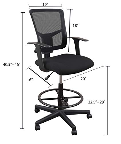 Stand Up Desk Store Sit To Stand Drafting Task Stool Chair For Standing Desks With Adjustable Footrest And Armrests (Black) #TOP5
