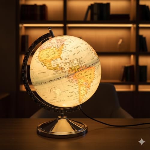 Image of Educational World Globe for stunets and Teachers (10 Inch Dia Illuminated, 10 Inch Dia)
