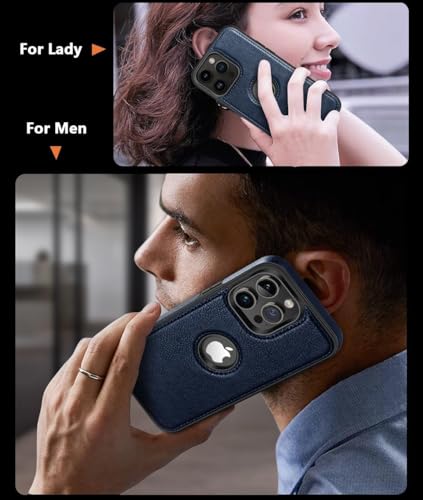 Image of mobistyle Designed for iPhone 15 Pro Leather case | Thin Flexible Soft Grip | Luxury Vgean PU Leather | Back Cover Case for iPhone 15 Pro (Blue)