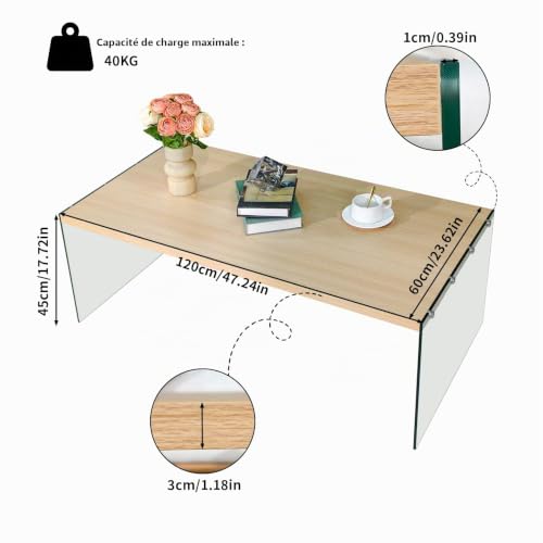 Table basse salon bois et verre pour rompre le manque de rangement - 3