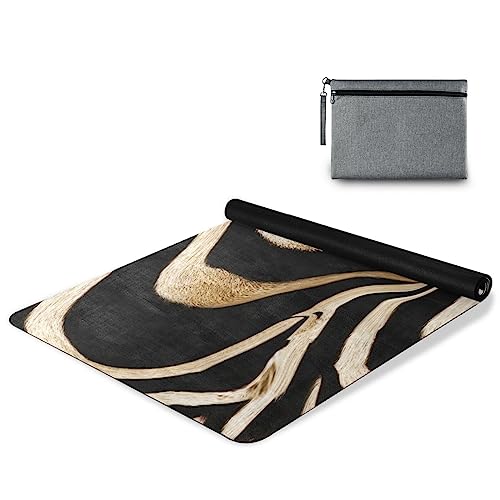 BOENLE Silver-black Zebra Print Yoga Mat for Home Workout Fitness Mat for Women Non Slip Exercise Mats with Storage Bag