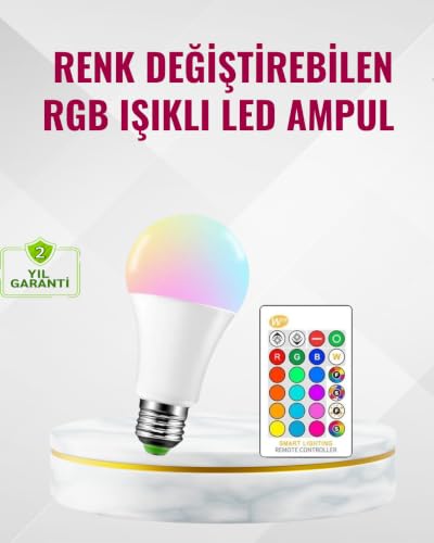 LED Ampul, 9 W Beyaz Işık ve Renk Ayarlı Akıllı