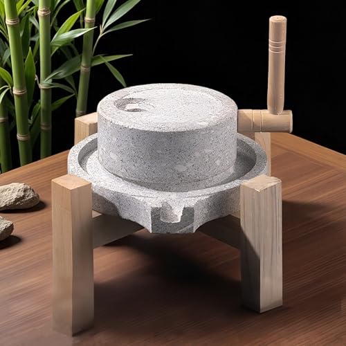 Molino De Piedra | Molino Manual De Polvo De Piedra,Con Marco De Maderal,Molinillo En Seco/húmedo,Para Trigo,Frijoles Y Cebada(25cm/9.8in)