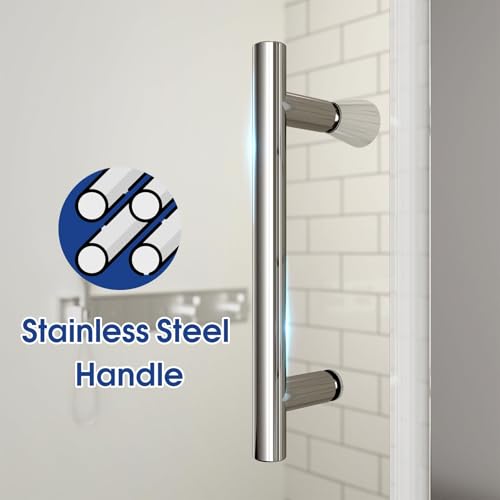 ACE DECOR 28-29.4\" W x 72\" H Frameless Pivot Shower Door, 1/4\" (6mm) Clear SGCC Tempered Glass Shower Door, Pivot Swing Shower Glass Door in Chrome Finish, Reversible Installation