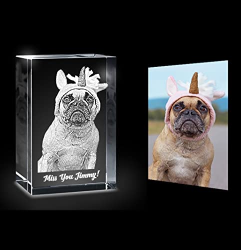 Poem Studio Personalized Pet 3D Crystal Photo Custom 3D Pictures, Pet 3D Pictures In Glass, Cat 3D Photo Engraved Crystal, Dog 3D Photo Engraved Crystal #TOP2