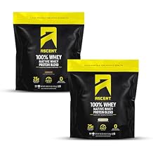 Ascent 100% Whey, Native Whey Protein Blend - Clean Post Workout Recovery, Digesting, Zero Artificial Flavors & Sweeteners, Gluten Free, 5.5g BCAA, 2.6g Leucine, Vanilla 4lb + Chocolate 4lb
