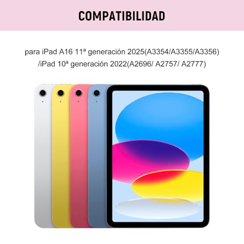 Funda con Teclado Español Ñ para iPad 10 Generación 2022/11 Generación A16 2025 (10.9/11 Pulgada),Teclado Bluetooth Magnético Desmontable para 10.ª Gen 2022, Rosa - imagen 3