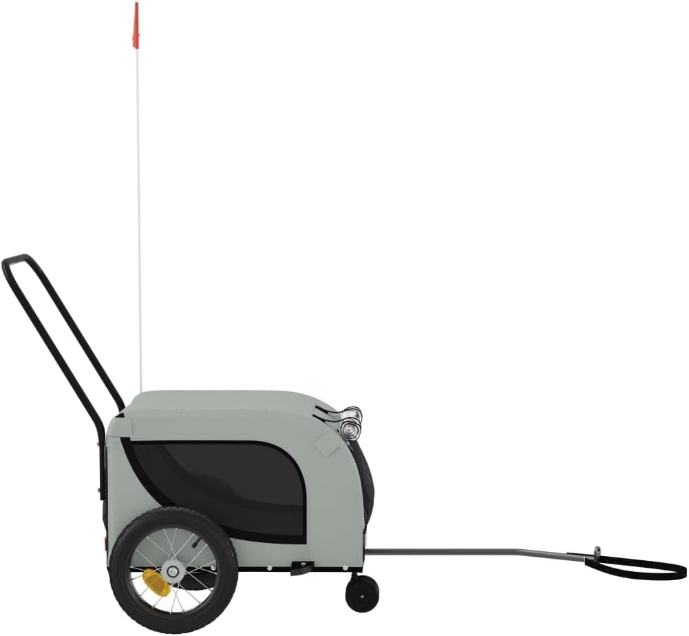 Pet Bike Trailer for Dogs, Foldable Bicycle Pet Stroller with Durable Iron Frame, Oxford Fabric, Breathable Mesh Panels, Safety Flag Included, Max Load 99 lbs, Orange/Black