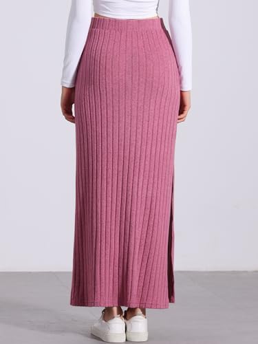Allegra K Knit Long Pencil Skirts for Women's Bodycon Ribbed Sweater Maxi Skirt with Slit3