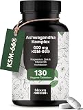 Ashwagandha Kapseln hochdosiert KSM-66 – 130 Tabletten – 600 mg pro Tag