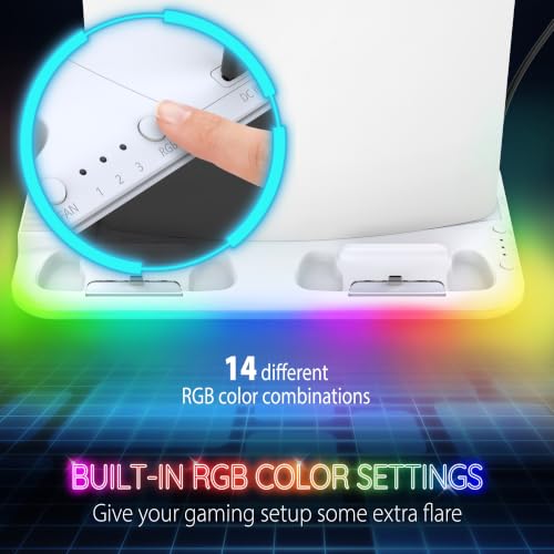 Image of Fosmon for PS5 /Slim /Pro Cooling Station and Charging Stand Vertical Controller Charger, Fan Cooler System with RGB Light,15 Game Slot, USB Port, Gaming Headset Holder for PS5 Console Accessories Kit