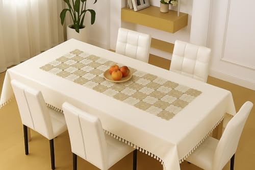 Image of Homerz Premium Table Runner, PVC, Size- 92x34 cm | Waterproof, Heat Resistant, Non-Slip, Easy to Clean Soft Table Runner for Coffee Table, Dining Table and Centre Table. (Flower Cube)