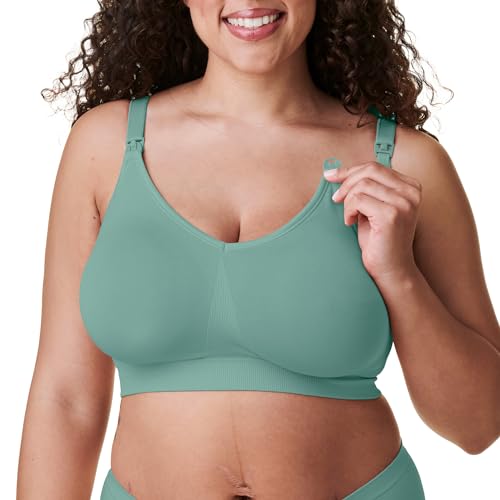 Bravado Designs Body Silk Seamless Nursing Bra for Breastfeeding, Wireless Maternity Bra, Jade Sustainable Fabric, Large Plus