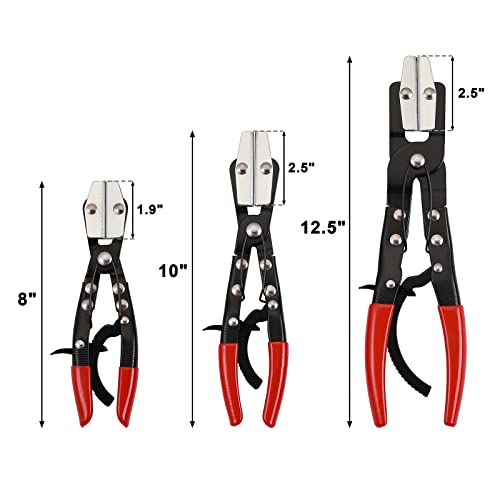 Image of Mayouko Metal Hose Pinch Off Pliers, Automatic Locking Ratcheting, Pliers for Coolant Hose, Radiator Hose, Fuel Hose, Carbon Steel, 8 inch, 10 inch, 12 inch