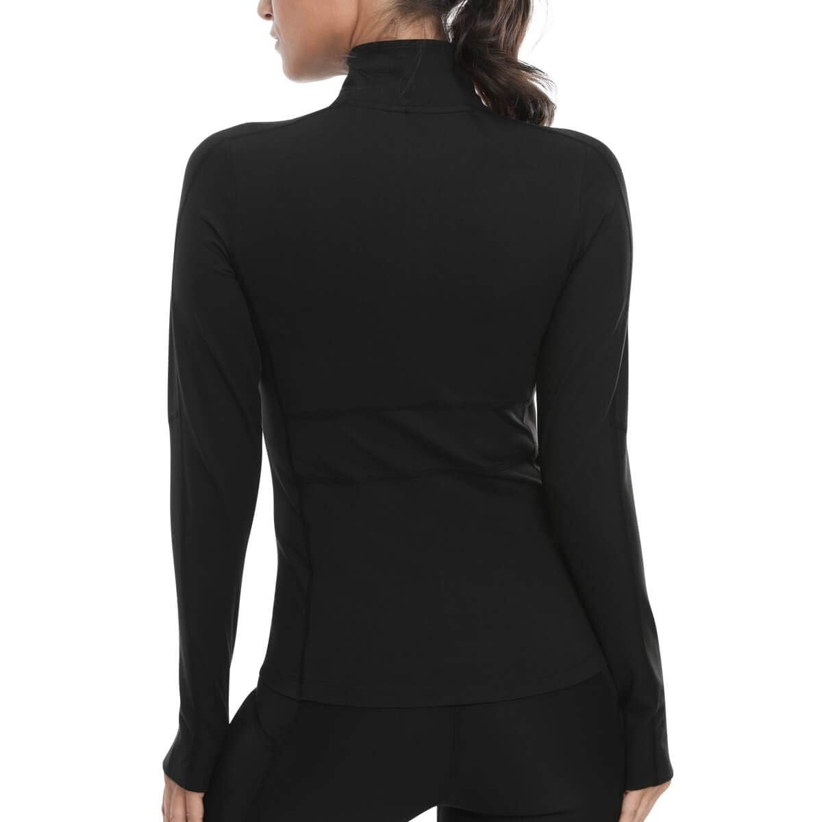 VUTRU Damen Laufjacke Hoher Kragen Leicht Sportjacke Langarm Yoga Shirt Fitness Jacke Atmungsaktive Trainingsjacke mit Daumenlöchern und durchgehendem Reißverschluss
