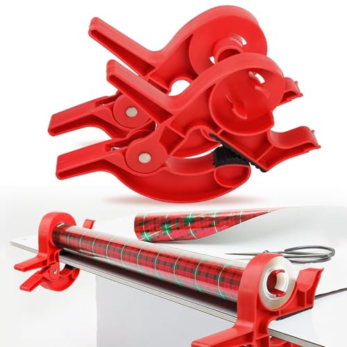 Wrapping Paper Cutter, Tabletop Gift Wrapping Tool, Gift Wrap Cutter, Tape Dispenser Wrapping Paper Holder Table Clamp, Gift Wrapping Paper Cutter Fits Any Size Roll for Desk Packing Christmas
