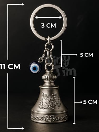 Image of Tiny Tim Guardian Bell with Evil Eye Charm - Protective Motorcycle & Car Accessory - Tibetan-Inspired Design - Wards Off Negative Energy - Ideal Gift for Bikers & Travelers